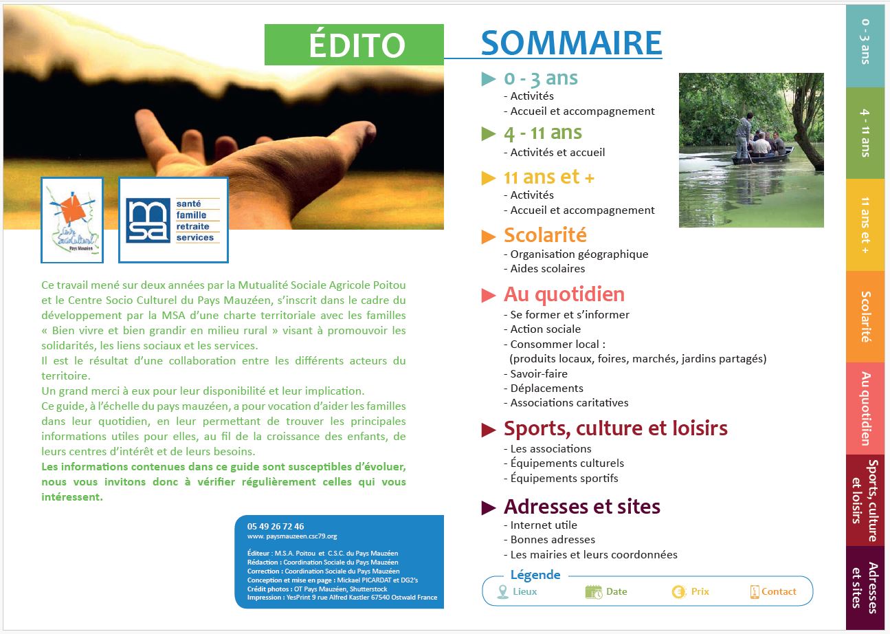 Etrait du sommaire du Guide du Pays Mauzéen 