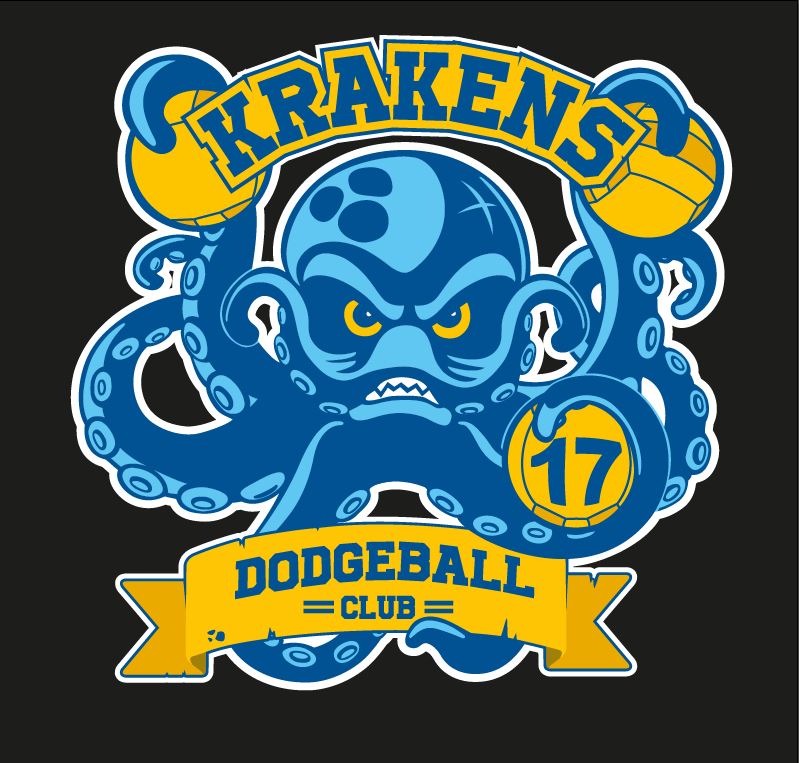 Logotype final de l'équipe de dodgeball Les Krakens